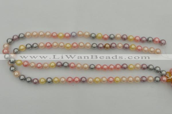 CSB304 15.5 inches 8mm round mixed color shell pearl beads