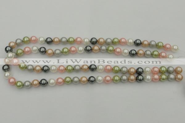 CSB310 15.5 inches 8mm round mixed color shell pearl beads