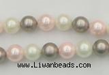 CSB313 15.5 inches 8mm round mixed color shell pearl beads