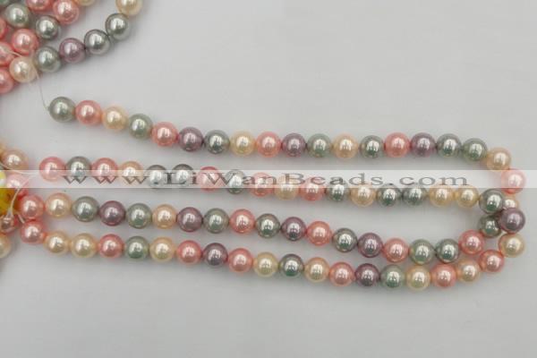 CSB324 15.5 inches 10mm round mixed color shell pearl beads