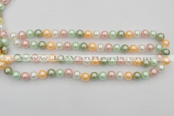 CSB327 15.5 inches 10mm round mixed color shell pearl beads