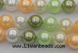 CSB328 15.5 inches 10mm round mixed color shell pearl beads