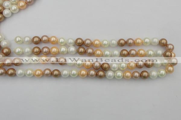 CSB332 15.5 inches 10mm round mixed color shell pearl beads