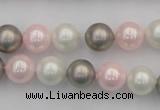 CSB335 15.5 inches 10mm round mixed color shell pearl beads