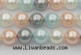 CSB336 15.5 inches 10mm round mixed color shell pearl beads