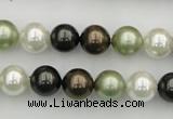 CSB337 15.5 inches 10mm round mixed color shell pearl beads