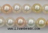 CSB350 15.5 inches 12mm round mixed color shell pearl beads