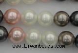 CSB358 15.5 inches 12mm round mixed color shell pearl beads