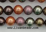 CSB368 15.5 inches 12mm round mixed color shell pearl beads