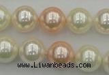 CSB370 15.5 inches 14mm round mixed color shell pearl beads