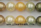 CSB373 15.5 inches 14mm round mixed color shell pearl beads