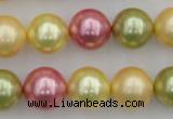 CSB378 15.5 inches 14mm round mixed color shell pearl beads