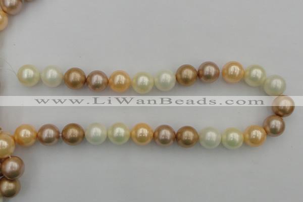 CSB392 15.5 inches 16mm round mixed color shell pearl beads