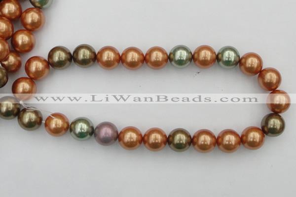 CSB397 15.5 inches 16mm round mixed color shell pearl beads