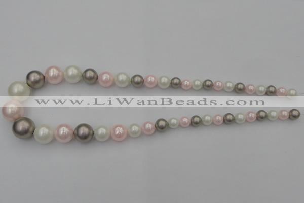 CSB406 15.5 inches 8mm - 16mm round mixed color shell pearl beads