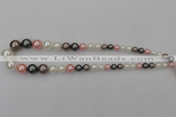 CSB408 15.5 inches 8mm - 16mm round mixed color shell pearl beads