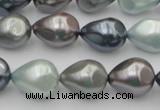 CSB417 12*15.5mm faceted teardrop mixed color shell pearl beads