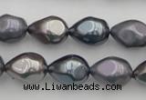 CSB418 12*15.5mm faceted teardrop mixed color shell pearl beads