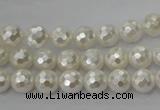 CSB451 15.5 inches 8mm faceted round shell pearl beads