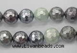 CSB461 15.5 inches 10mm faceted round mixed color shell pearl beads