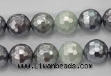 CSB462 15.5 inches 12mm faceted round mixed color shell pearl beads