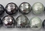 CSB464 15.5 inches 16mm faceted round mixed color shell pearl beads