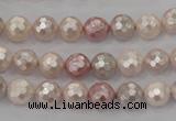 CSB490 15.5 inches 8mm faceted round mixed color shell pearl beads