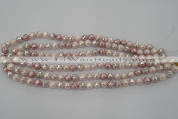 CSB491 15.5 inches 10mm faceted round mixed color shell pearl beads