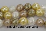 CSB521 15.5 inches 10mm faceted round mixed color shell pearl beads