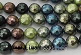 CSB531 15.5 inches 10mm faceted round mixed color shell pearl beads