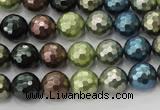 CSB532 15.5 inches 12mm faceted round mixed color shell pearl beads