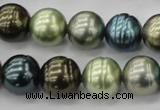 CSB623 15.5 inches 14mm whorl round mixed color shell pearl beads