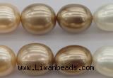 CSB678 15.5 inches 16*19mm oval mixed color shell pearl beads