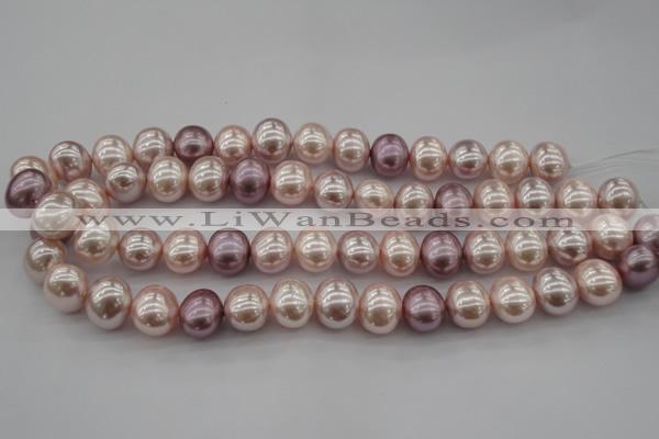 CSB693 15.5 inches 13*15mm oval mixed color shell pearl beads