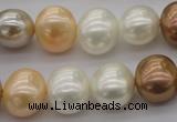 CSB695 15.5 inches 13*15mm oval mixed color shell pearl beads