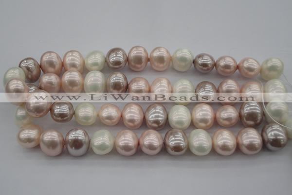 CSB713 15.5 inches 16*19mm oval mixed color shell pearl beads