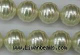 CSB896 15.5 inches 16mm whorl round shell pearl beads wholesale