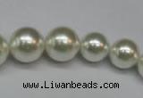 CSB920 15.5 inches 8mm - 14mm round shell pearl beads wholesale