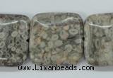 CSF07 15.5 inches 25*25mm square shell fossil jasper beads