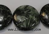 CSH128 15.5 inches 30mm flat round natural seraphinite gemstone beads