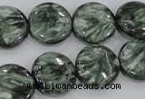 CSH52 15 inches 14mm flat round natural seraphinite gemstone beads