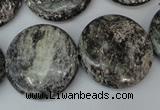 CSI29 15.5 inches 25mm flat round silver scale stone beads wholesale