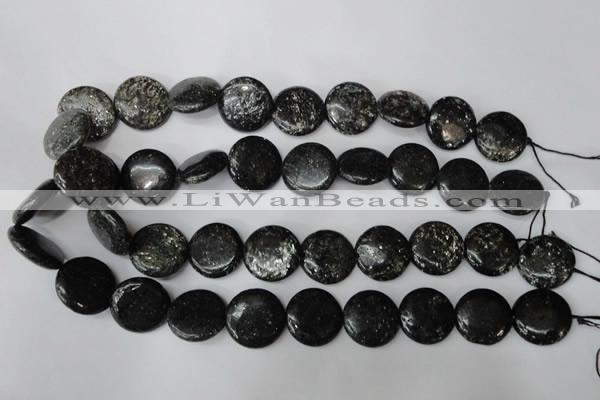 CSI87 15.5 inches 20mm flat round silver scale stone beads wholesale