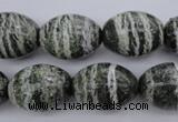 CSJ103 15.5 inches 15*20mm rice green silver line jasper beads