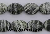 CSJ112 15.5 inches 13*18mm faceted oval green silver line jasper beads