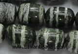 CSJ17 15.5 inches 15*20mm egg-shaped green silver line jasper beads