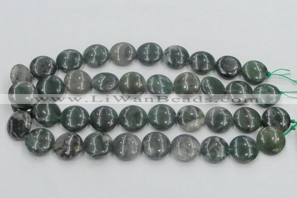 CSJ202 15.5 inches 20mm flat round serpentine jade gemstone beads