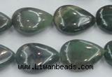 CSJ203 15.5 inches 15*20mm flat teardrop serpentine jade gemstone beads