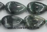 CSJ204 15.5 inches 18*25mm flat teardrop serpentine jade gemstone beads