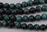 CSJ211 15.5 inches 8mm round dyed green silver line jasper beads